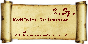 Kránicz Szilveszter névjegykártya
