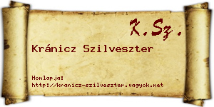 Kránicz Szilveszter névjegykártya